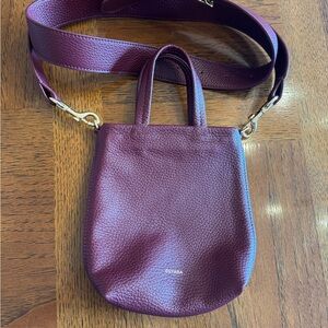 Cuyana Burgundy Leather Crossbody Bag